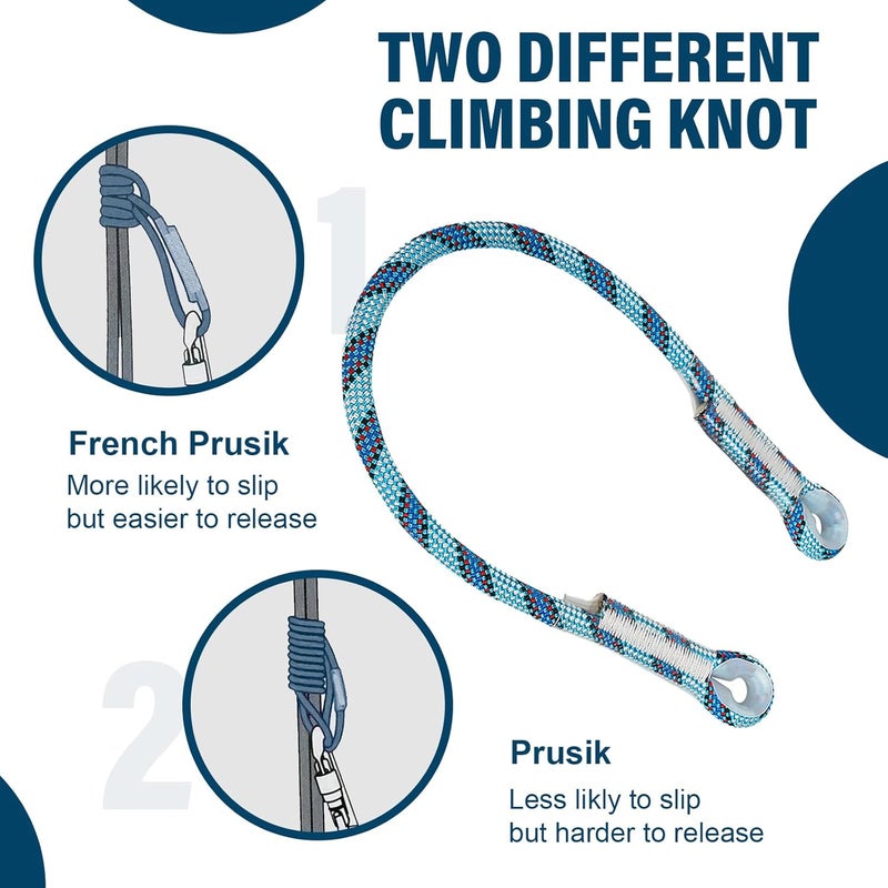 VOPOCO Prusik Cord 22KN Eye-to-Eye Pre-Sewn Nylon Prusik Loop Heat Resistant Friction Sutured Terminals Climbing Cord with Plastic Cover Multi-Purpose Rope for Climbing Arborist Rescue - Image 3